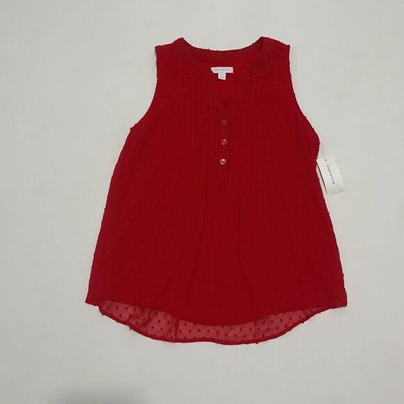 Charter Club Sleeveless Button Blouse Barn Red XS - Picture 12 of 13